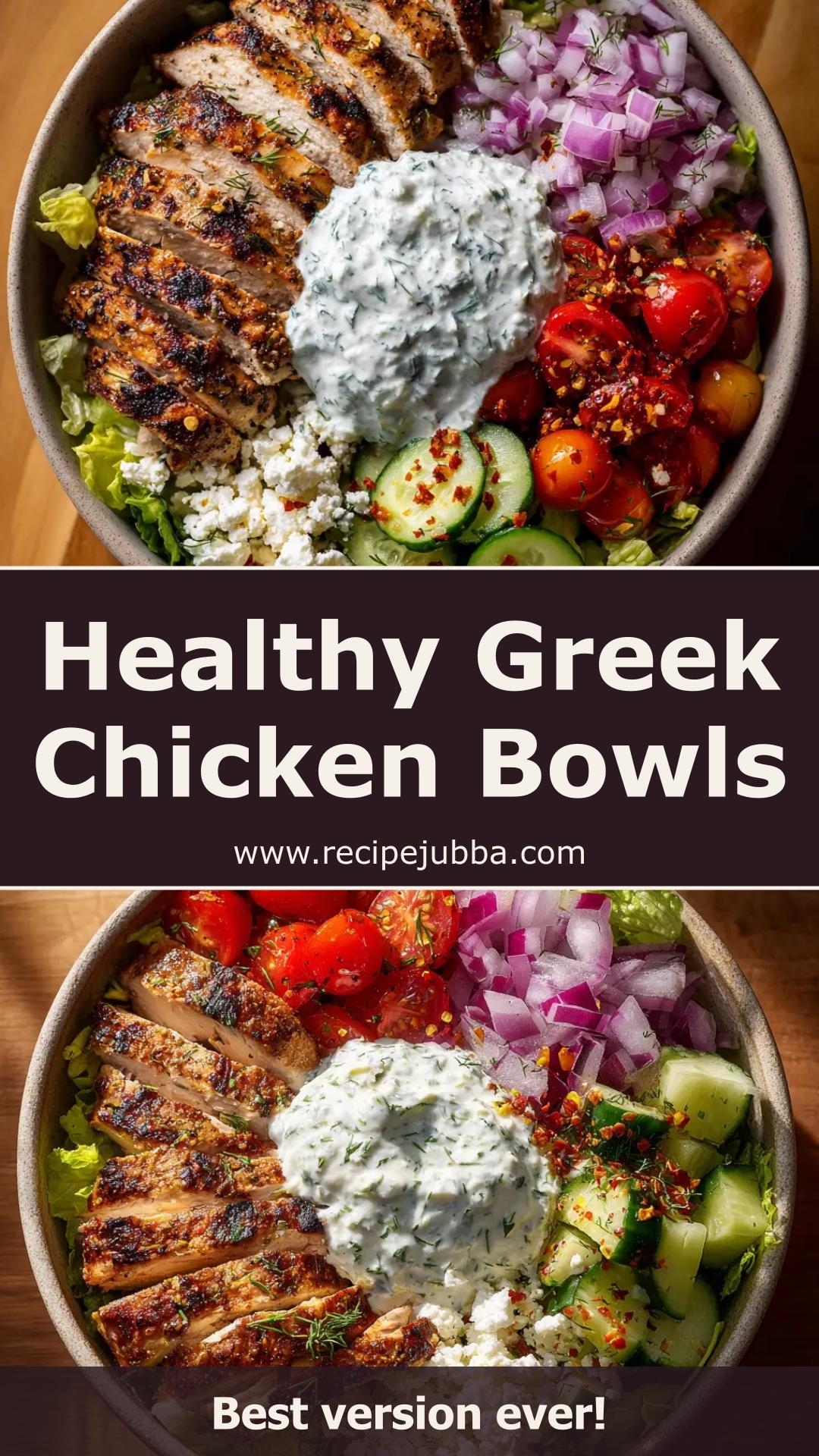 Greek Chicken Bowls with Quinoa and Homemade Tzatziki — pin 1