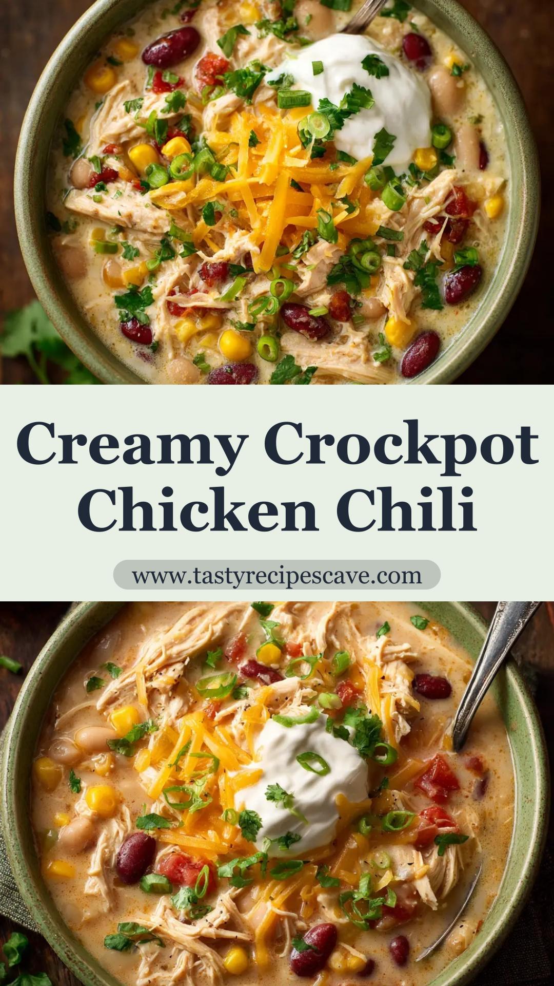 Crockpot Cream Cheese Chicken Chili with Green Chiles — pin 1