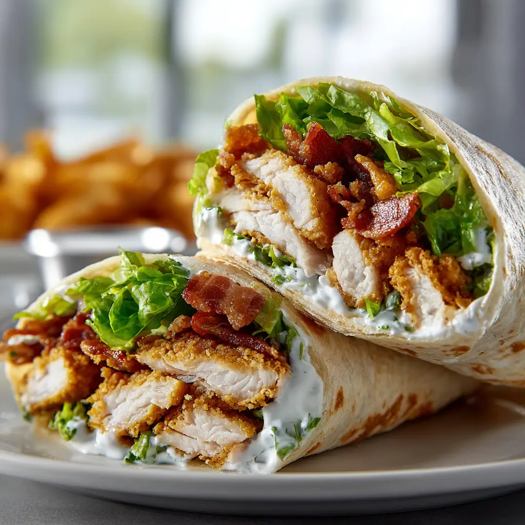 Chicken Bacon Ranch Wrap with Cheddar and Romaine