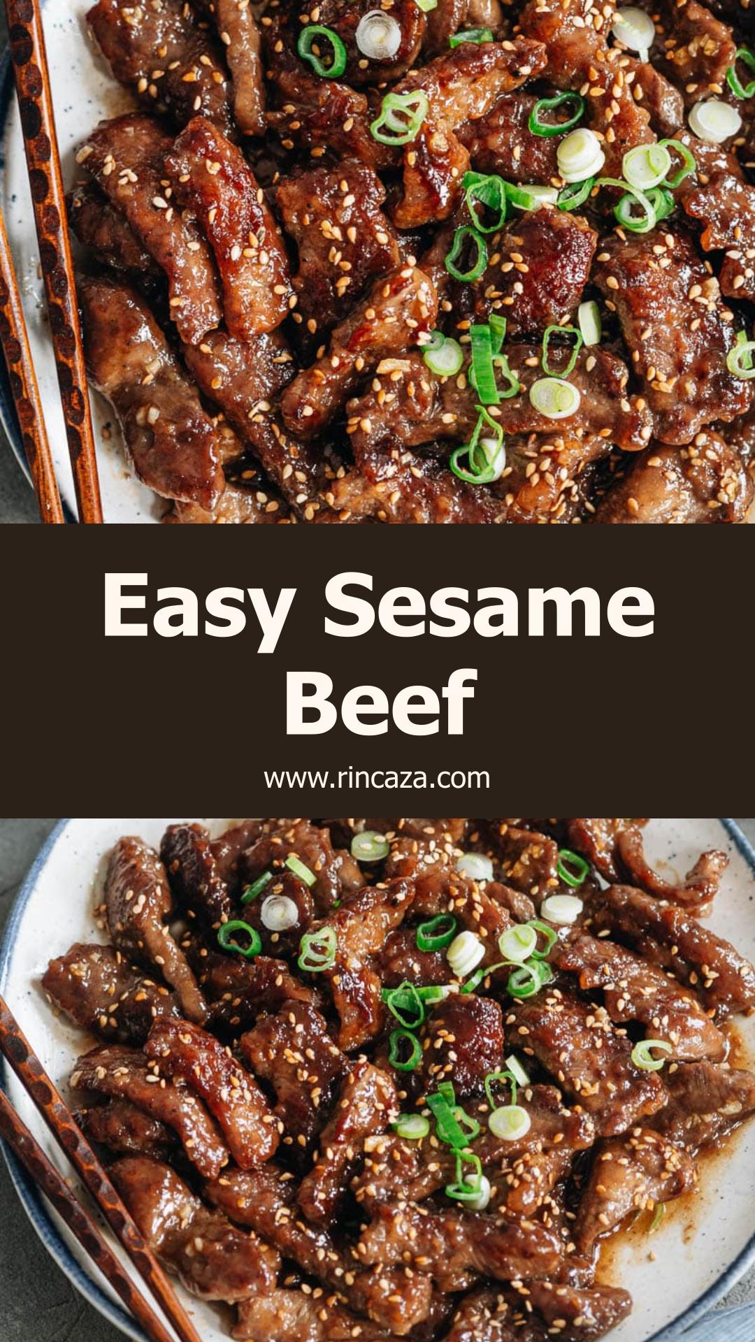 Sesame Beef With Sticky Savory-Sweet Sauce and Toasted Sesame — pin 3