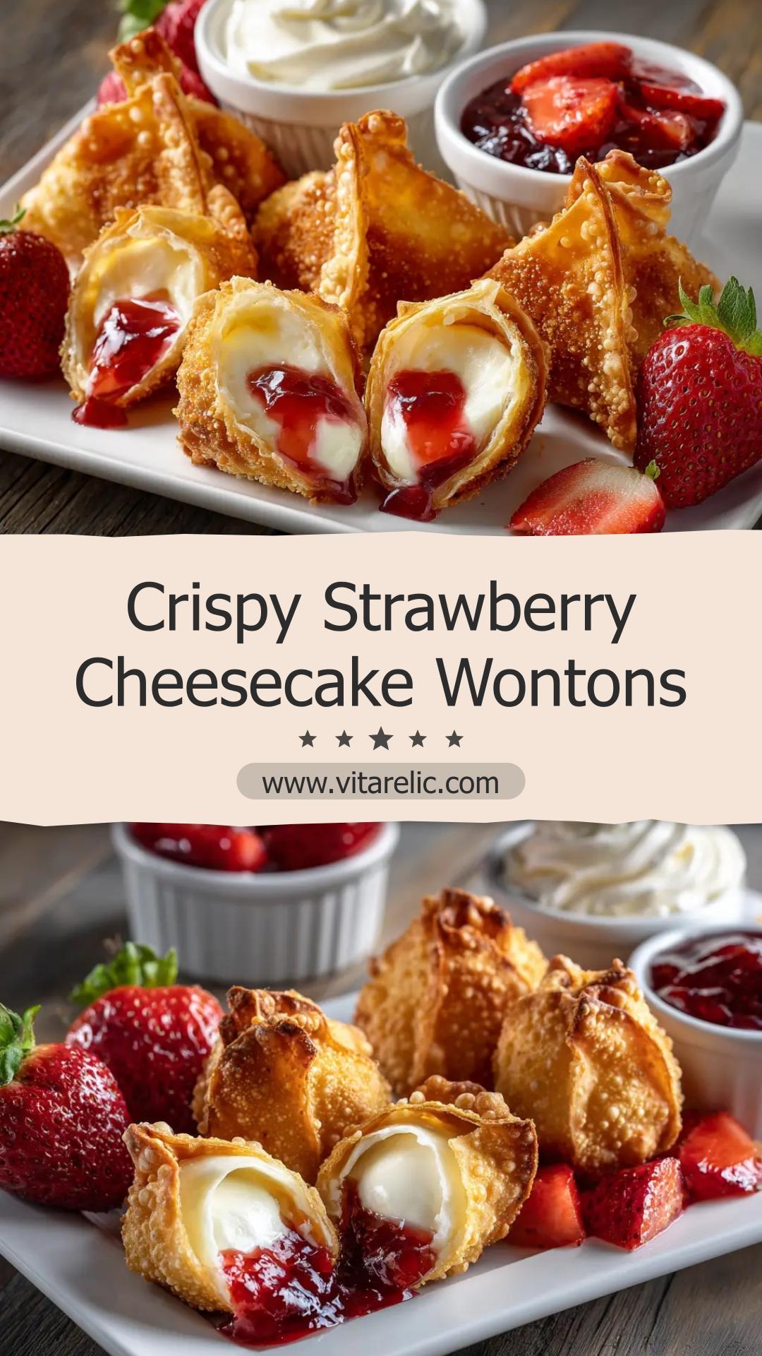Strawberry Cheesecake Wontons: Fried, Baked, or Air Fried — pin 1