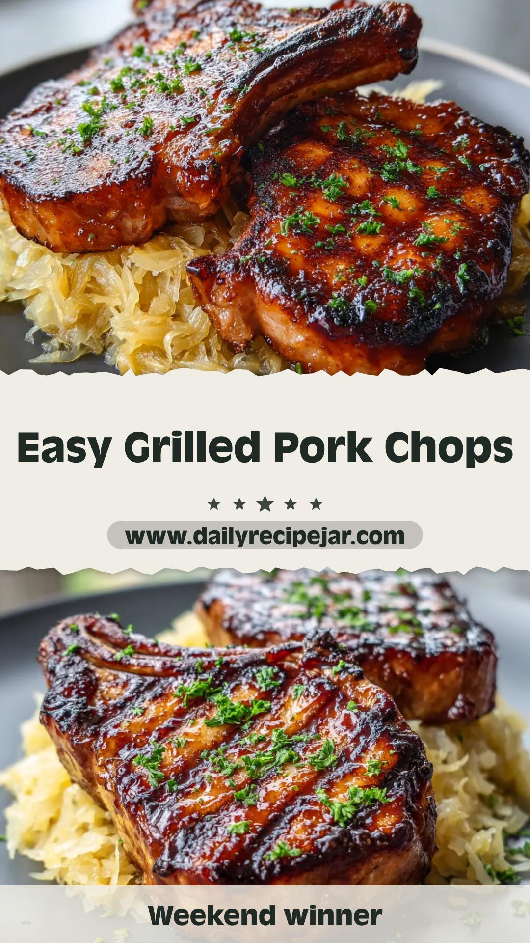 Grilled Brown Sugar Pork Chops with Sauerkraut — pin 1
