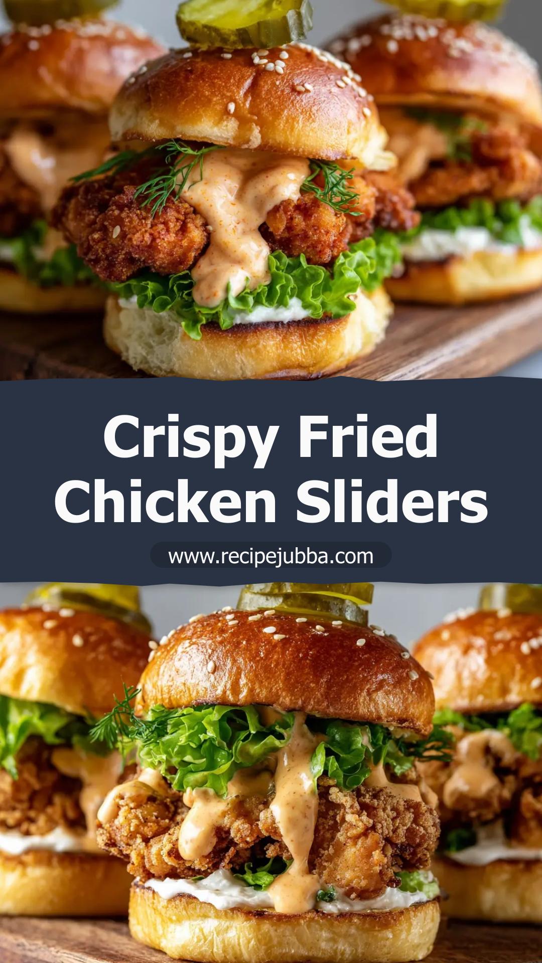 Crispy Fried Chicken Sliders with Spicy Mayo and Pickles — pin 2