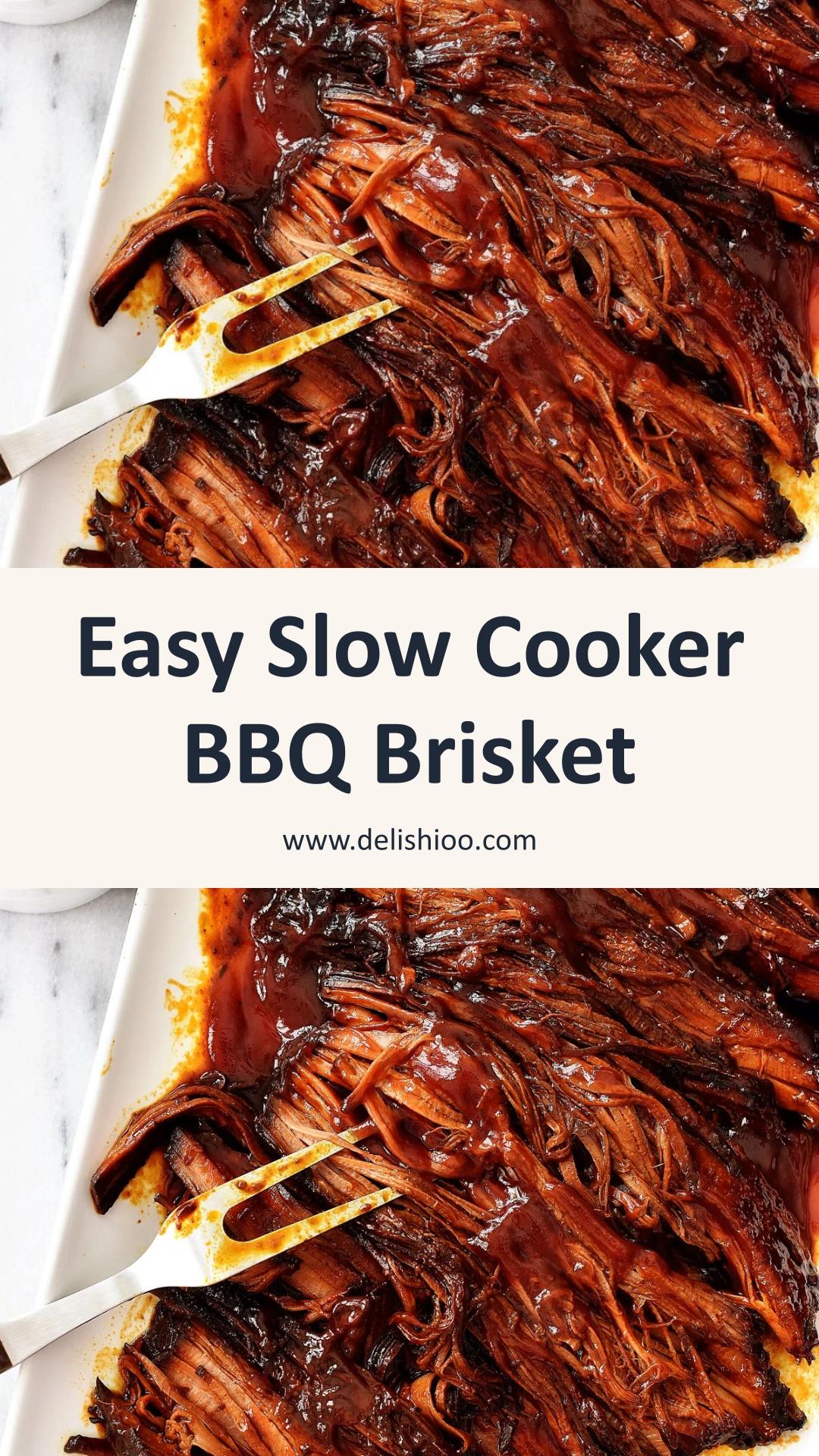 Slow Cooker BBQ Beef Brisket with Tender Shredded Beef — pin 3
