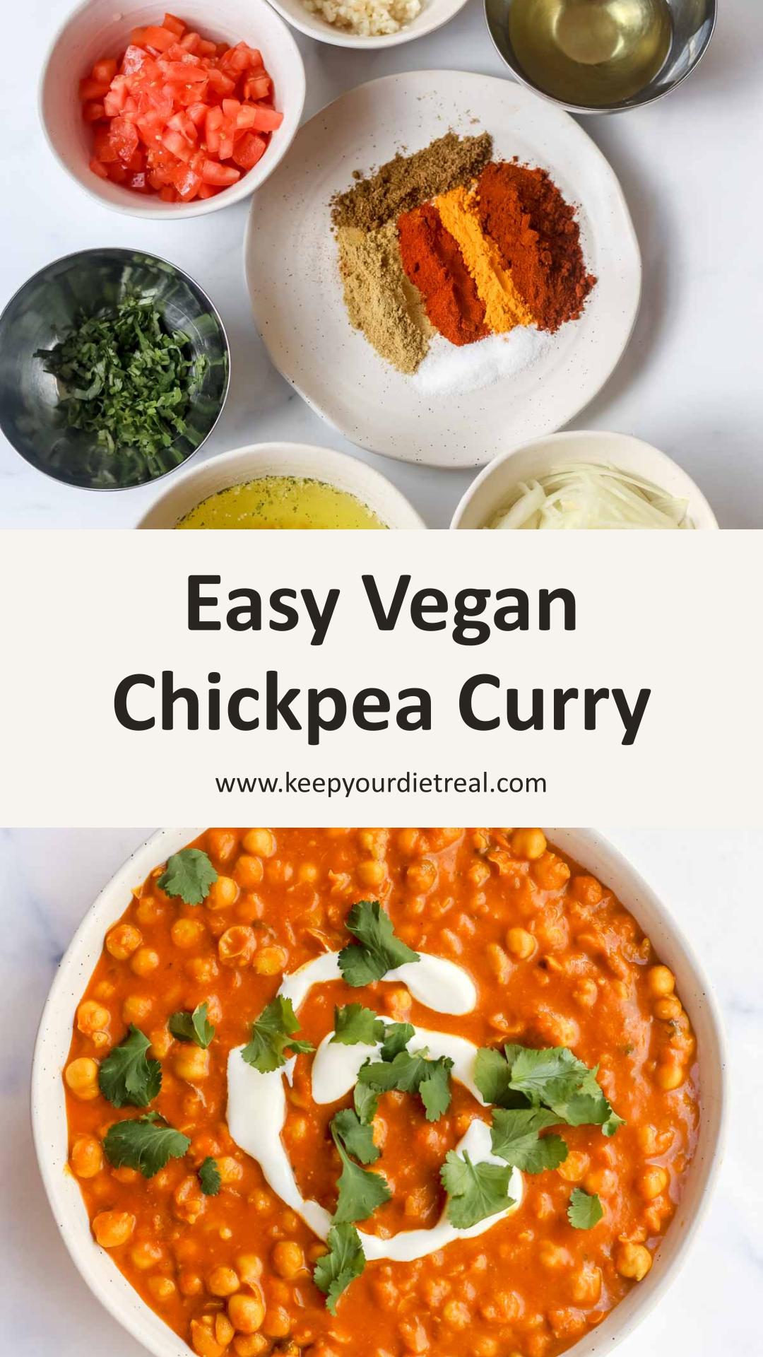 Vegan Chickpea Curry With Creamy Coconut Tomato Sauce — pin 4