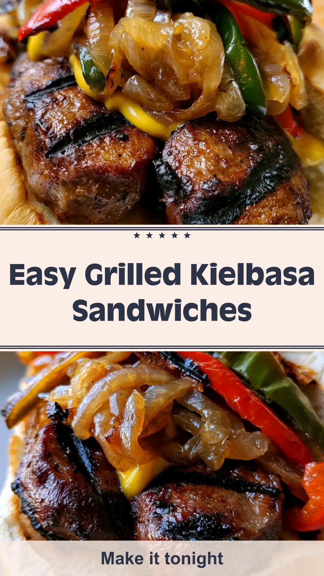 Grilled Kielbasa Sandwiches with Charred Peppers and Jammy Onions — pin 2