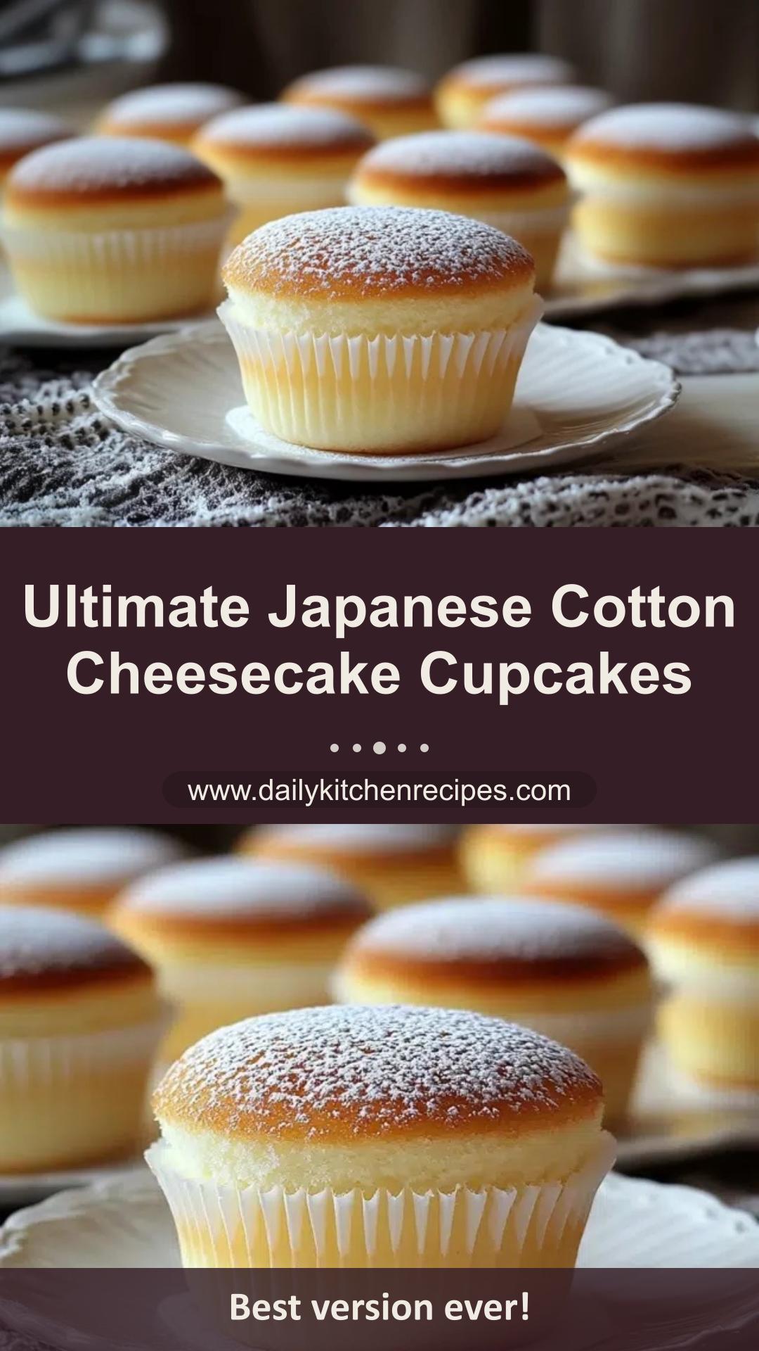 Japanese Cotton Cheesecake Cupcakes 6 Ingredients Easy Delicious — pin 2
