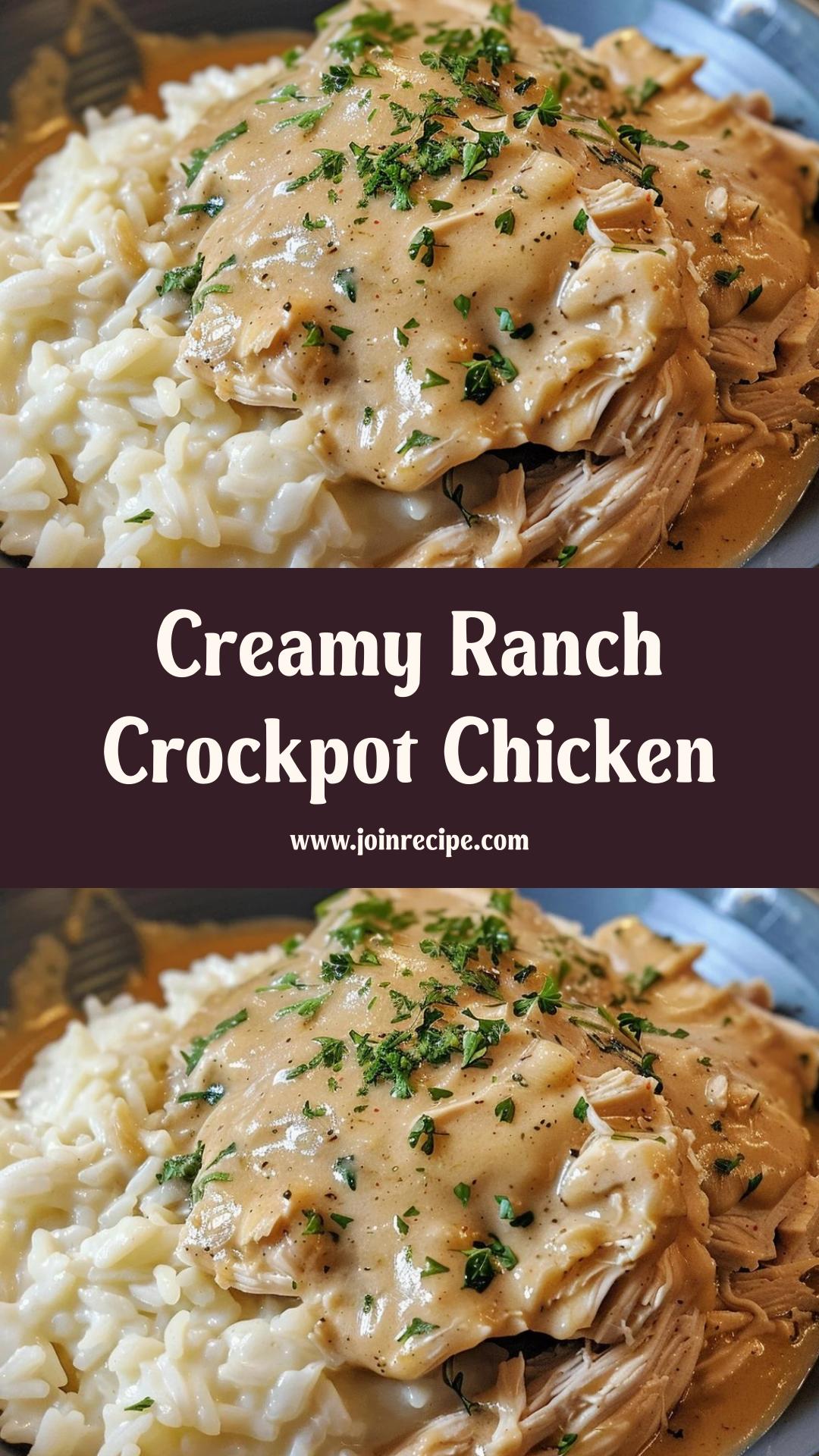 Creamy Ranch Crockpot Chicken: Tender Chicken in Rich Gravy — pin 1