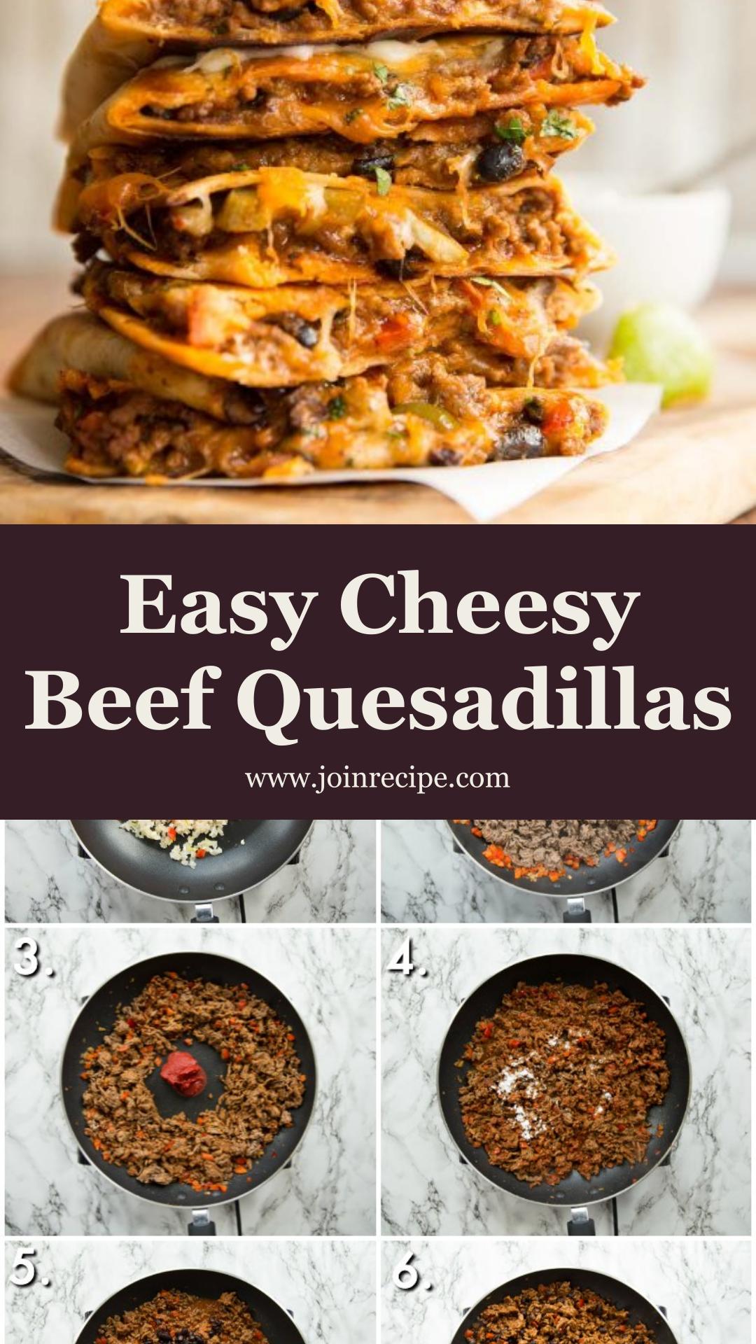 Cheesy Ground Beef Quesadillas with Juicy Black Bean Filling — pin 1
