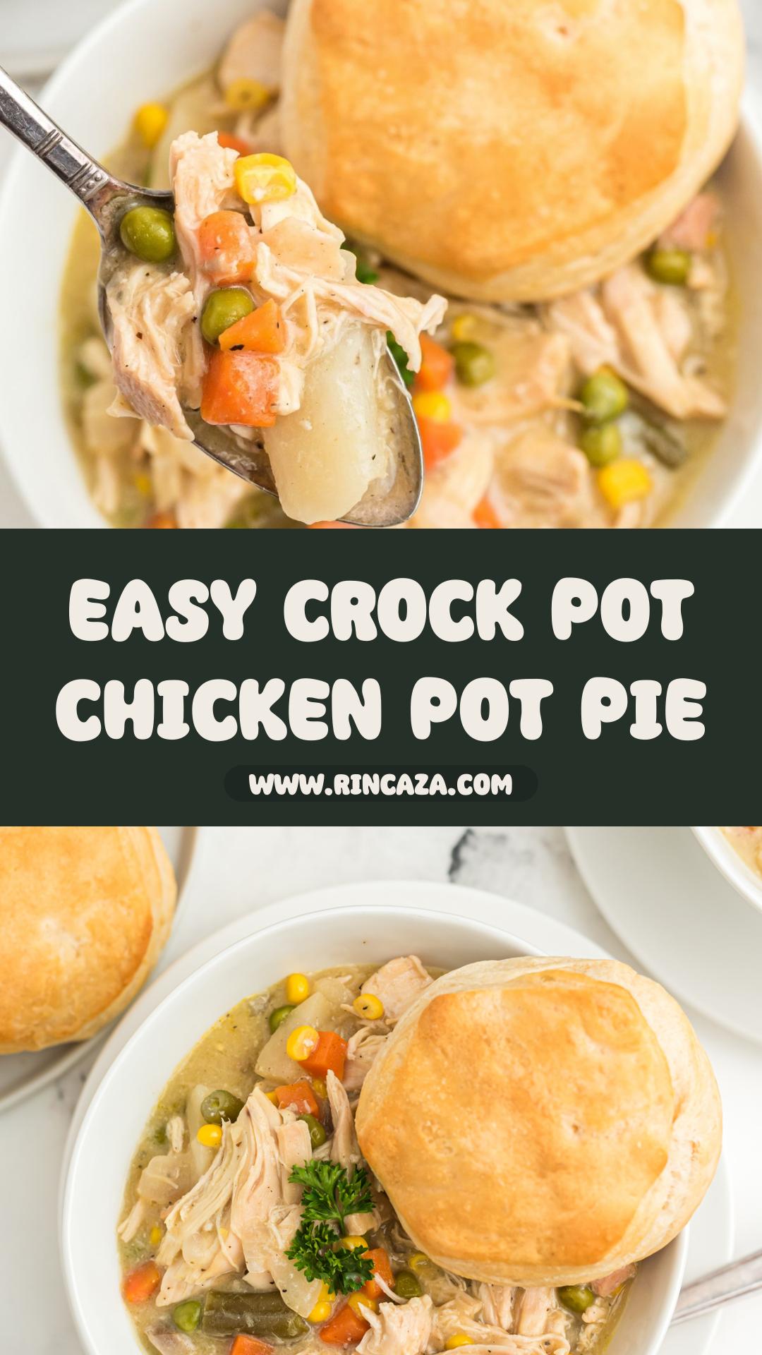 Crock Pot Chicken Pot Pie With Creamy Vegetables and Buttery Biscuits — pin 3