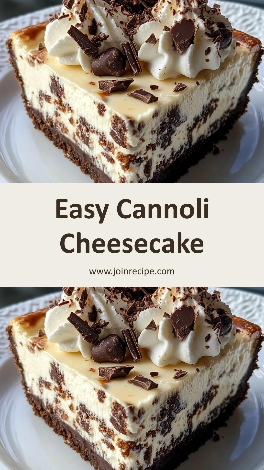 Easy Cannoli Cheesecake: Rich Creamy Dessert with Chocolate Cookie Crust — pin 2