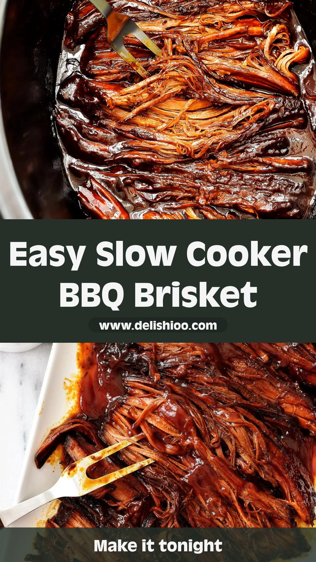 Slow Cooker BBQ Beef Brisket with Tender Shredded Beef — pin 2