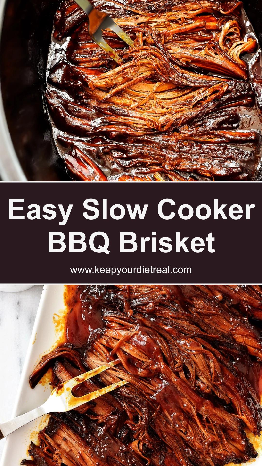 Slow Cooker BBQ Beef Brisket with Tender Shredded Beef and Barbecue Sauce — pin 3