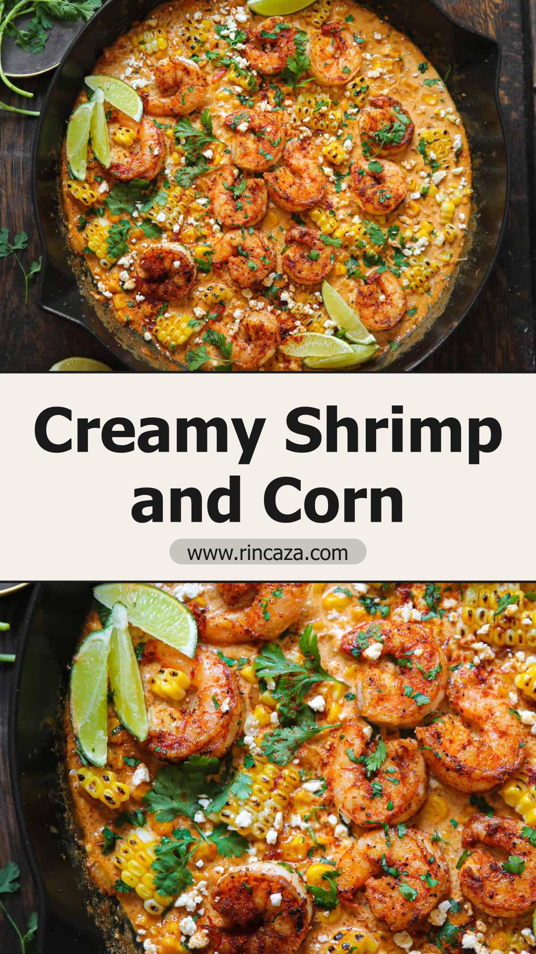 Shrimp and Creamed Corn with Spicy Feta Sauce and Fresh Lime — pin 2