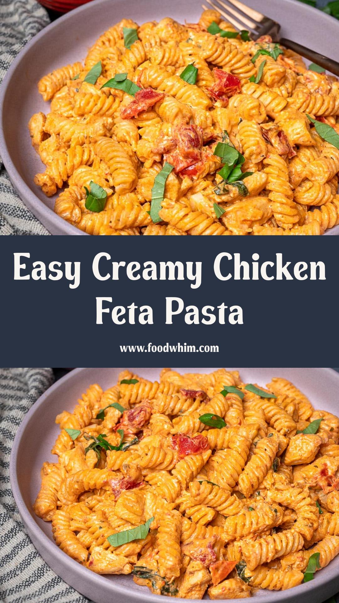 Creamy Chicken Feta Pasta with Tomato Cream Cheese Sauce — pin 2