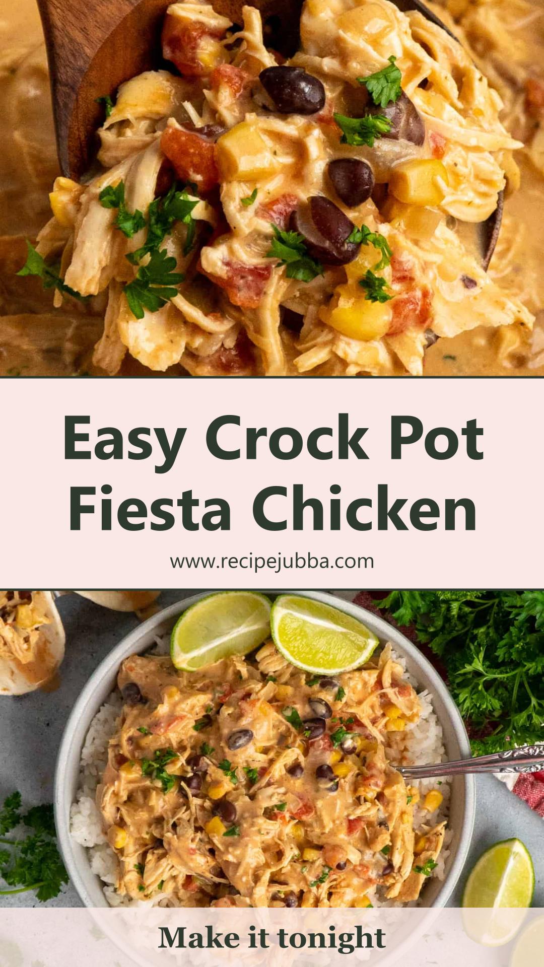 Crock Pot Fiesta Chicken with Creamy Ranch and Zesty Green Chilies — pin 3