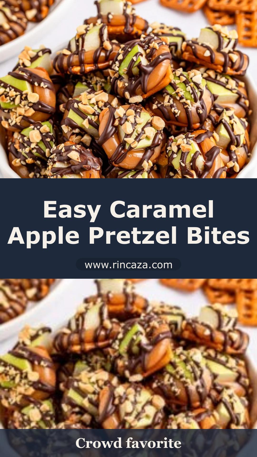 Caramel Apple Pretzel Bites with Tart Apples and Chocolate Drizzle — pin 1