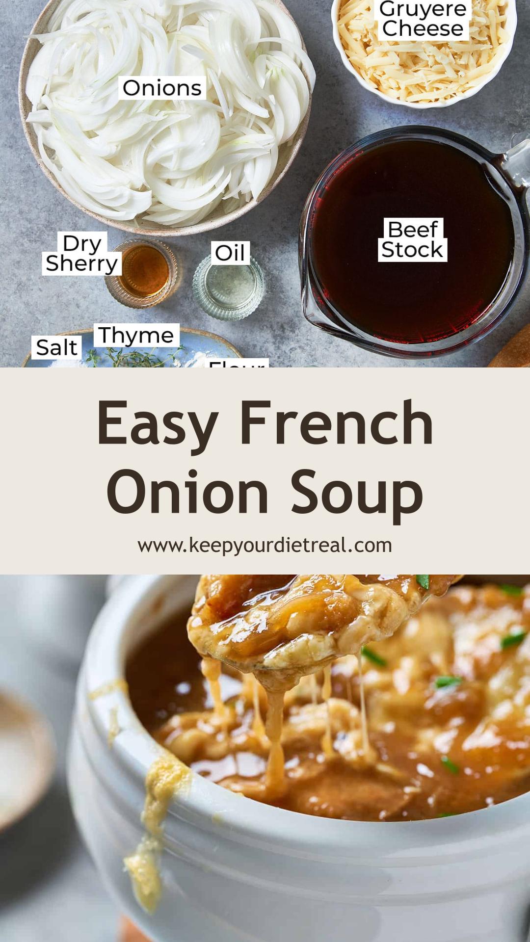Easy French Onion Soup with Jammy Caramelized Onions and Gruyère — pin 4