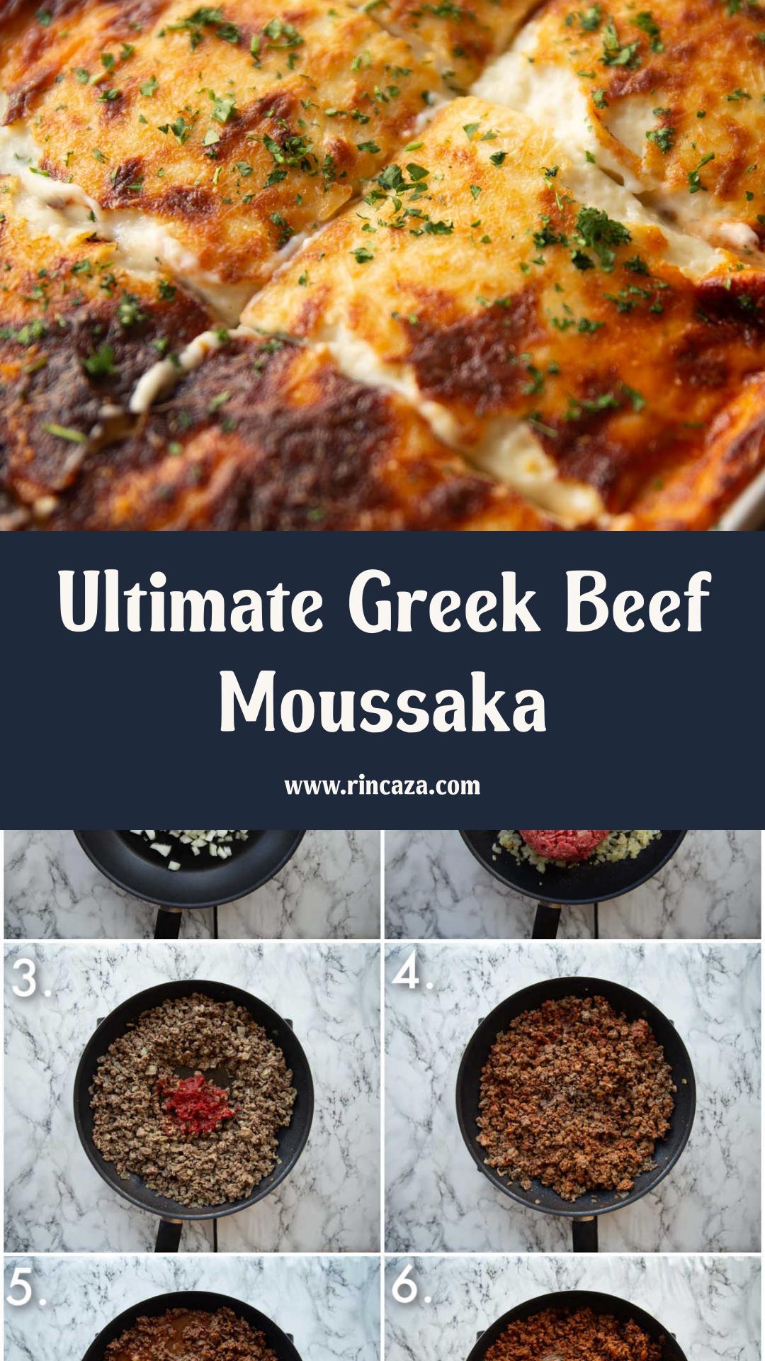 Greek Moussaka with Beef, Eggplant, and Pecorino Béchamel — pin 2