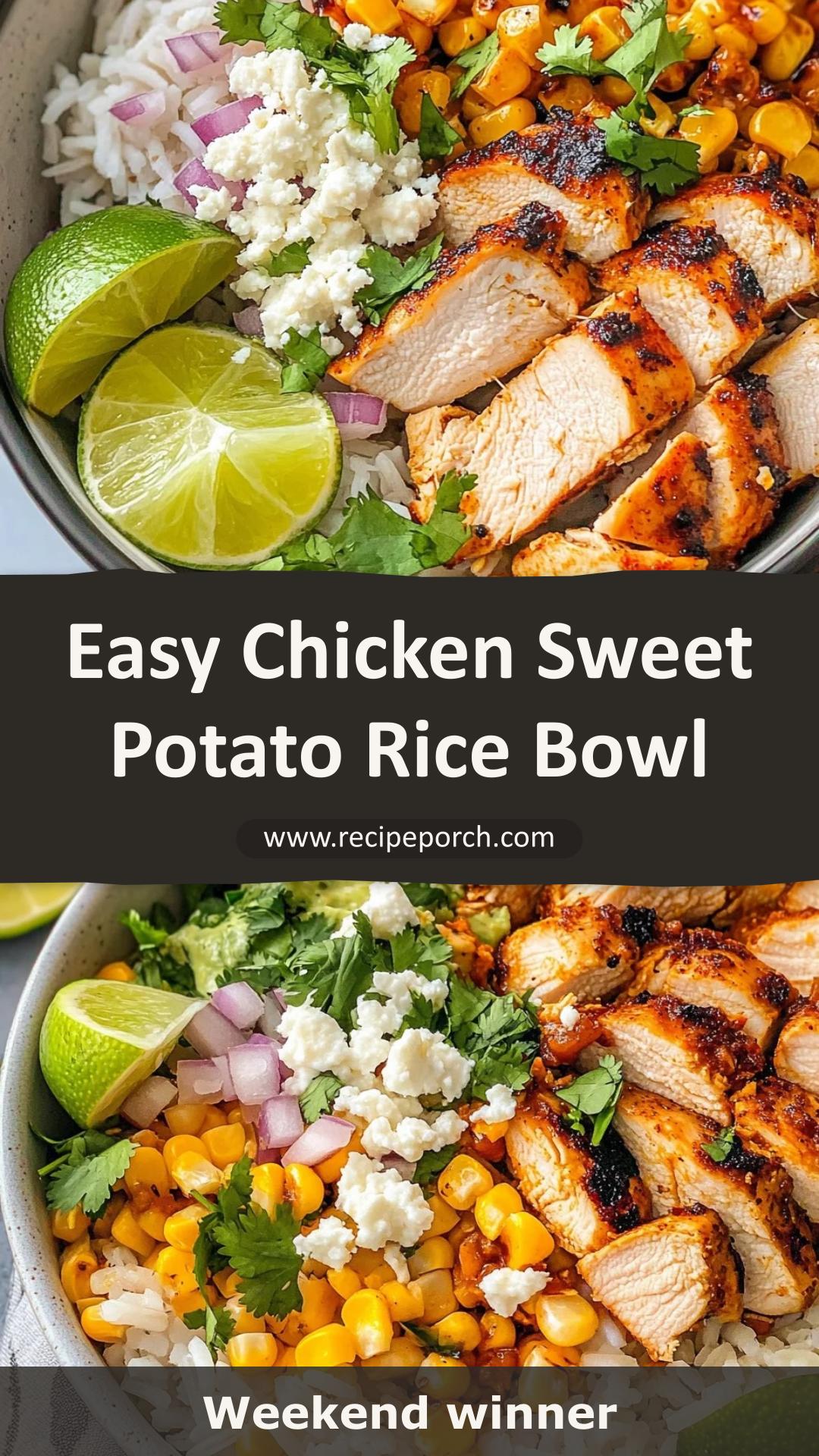 Healthy Chicken & Sweet Potato Rice Bowl — pin 1
