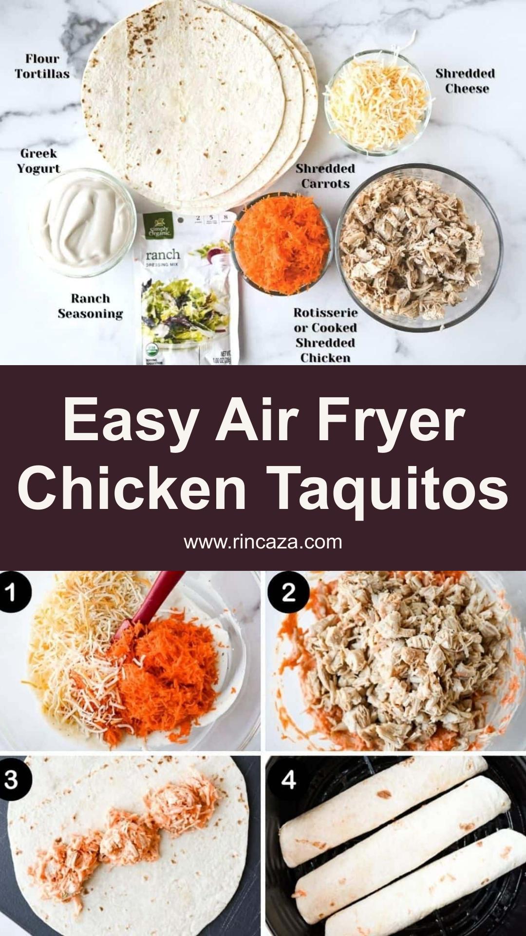 Air Fryer Chicken Taquitos with Crispy Tortillas and Cheesy Ranch Filling — pin 2
