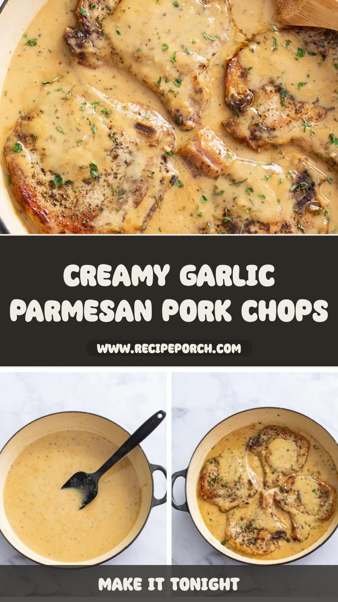 Garlic Parmesan Pork Chops with White Wine Cream Sauce — pin 2
