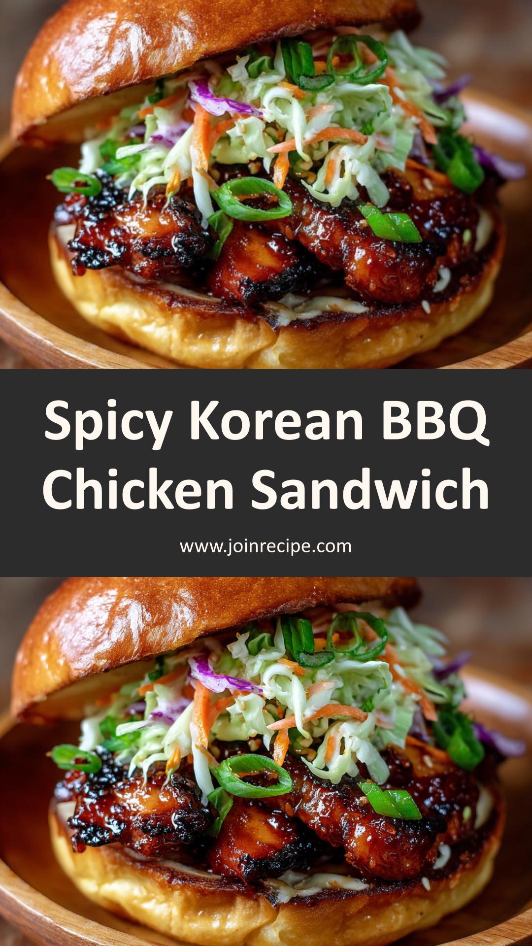 Korean BBQ Chicken Sandwich with Cabbage Slaw: A Spicy Comfort Meal — pin 1