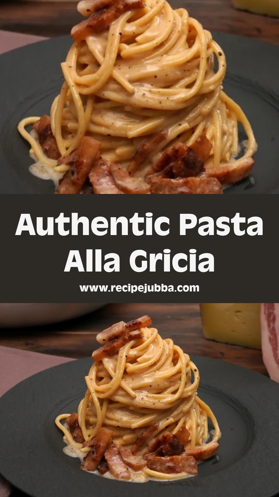 Authentic Pasta alla Gricia with Creamy Pecorino and Crisp Guanciale — pin 3