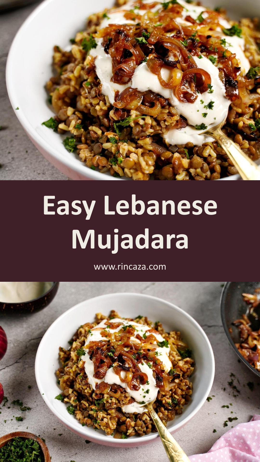 Lebanese Mujadara with Cumin Caramelized Onions — pin 1
