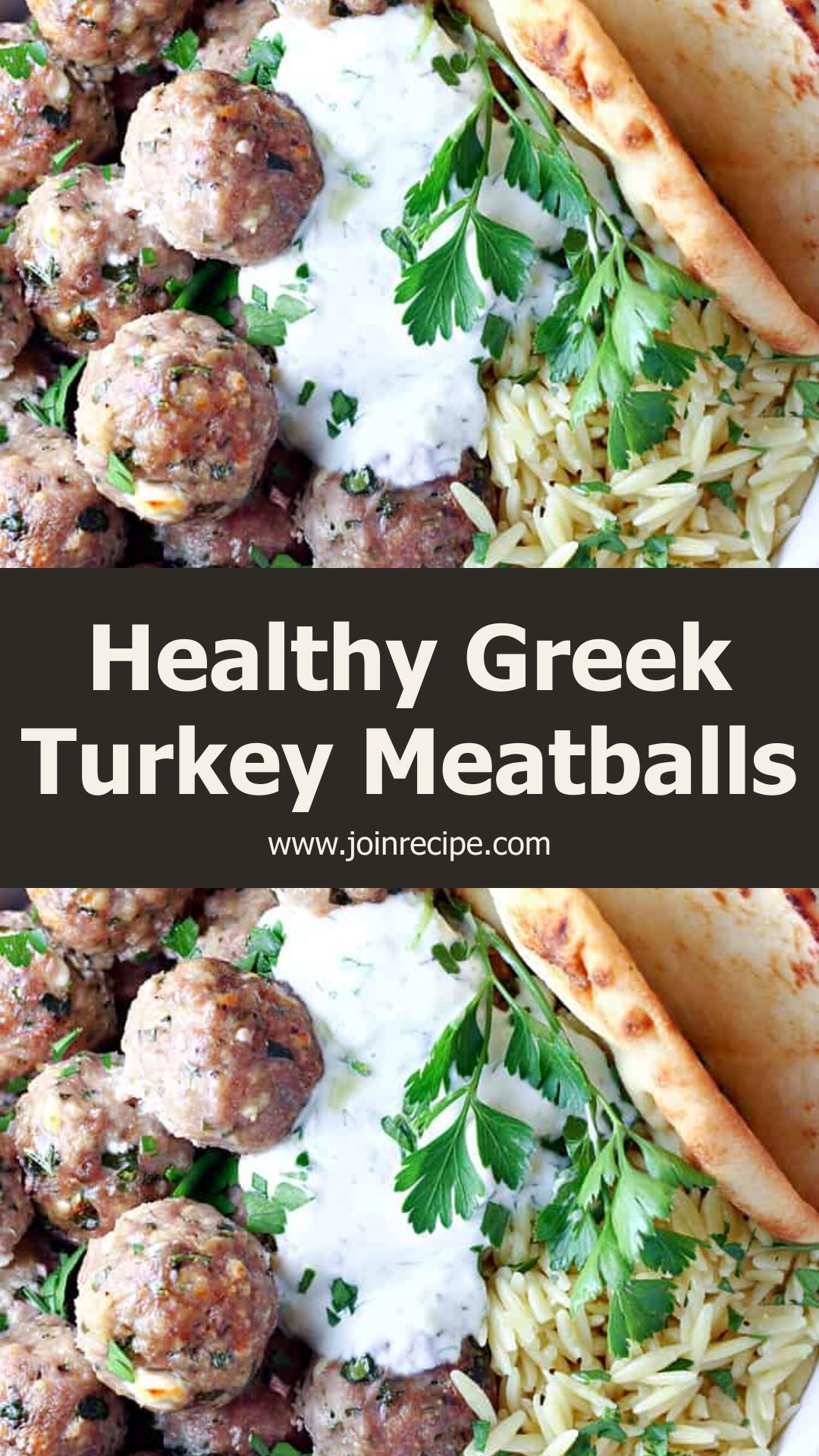 Greek Turkey Meatballs with Spinach, Feta, and Fresh Herbs — pin 1