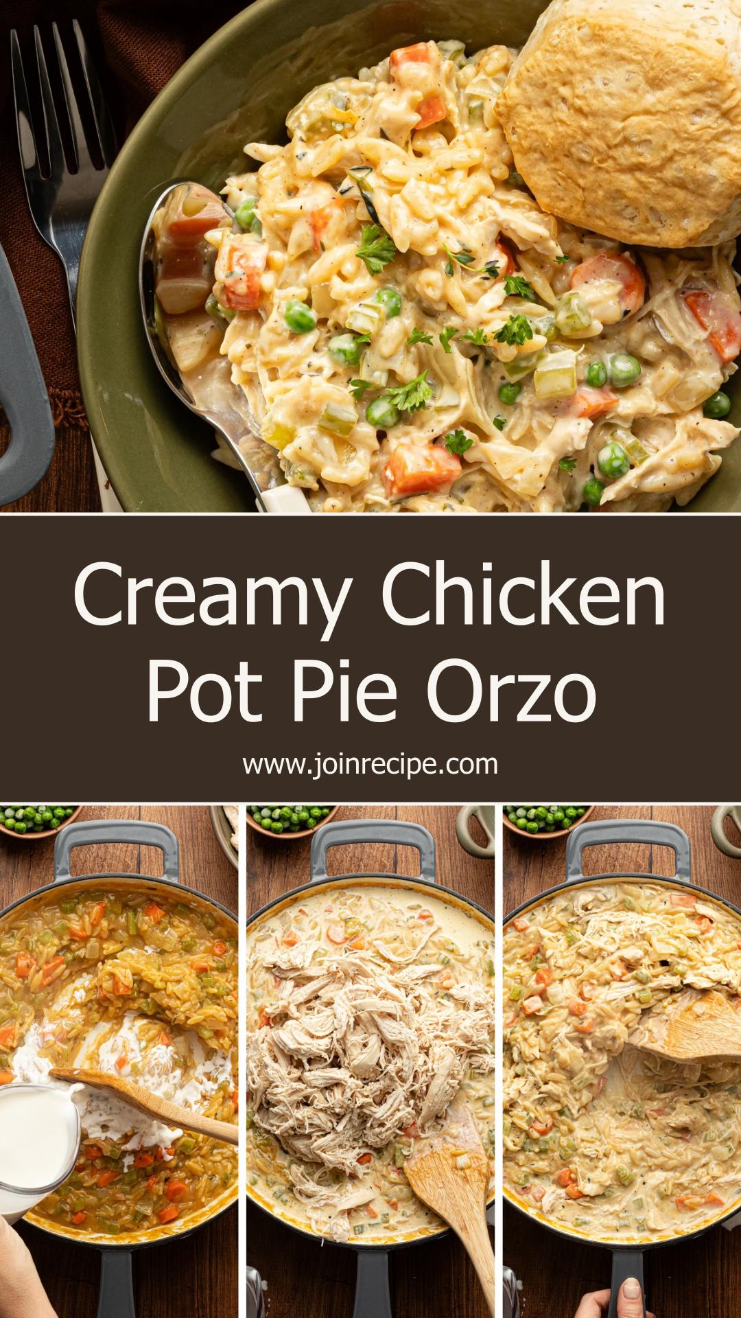 Chicken Pot Pie Orzo: Creamy One-Pot Dinner with Vegetables — pin 2