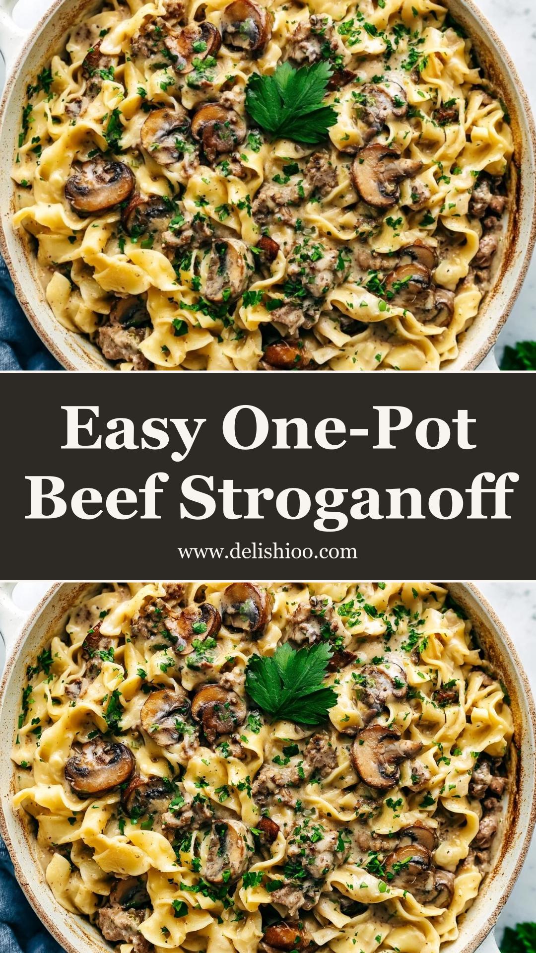 One-Pot Ground Beef Stroganoff with Creamy Mushroom Sauce — pin 2