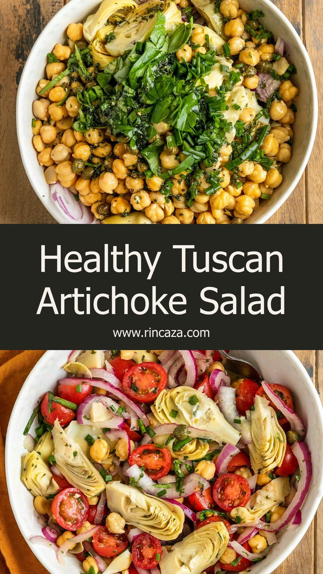 Tuscan Artichoke Tomato Salad With Chickpeas and Simple Vinaigrette — pin 2