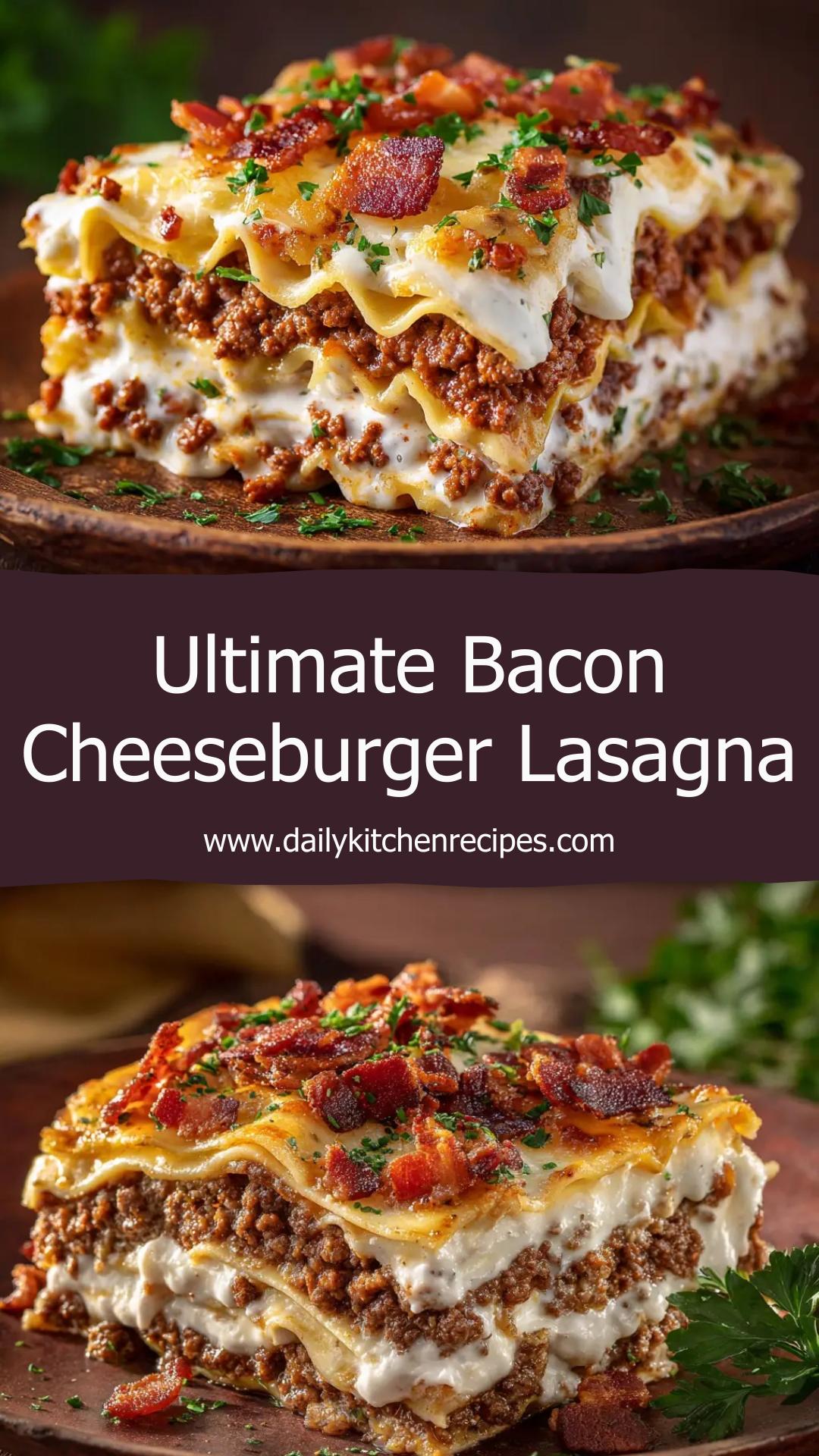 Bacon Cheeseburger Lasagna with Cheddar and Bacon — pin 2
