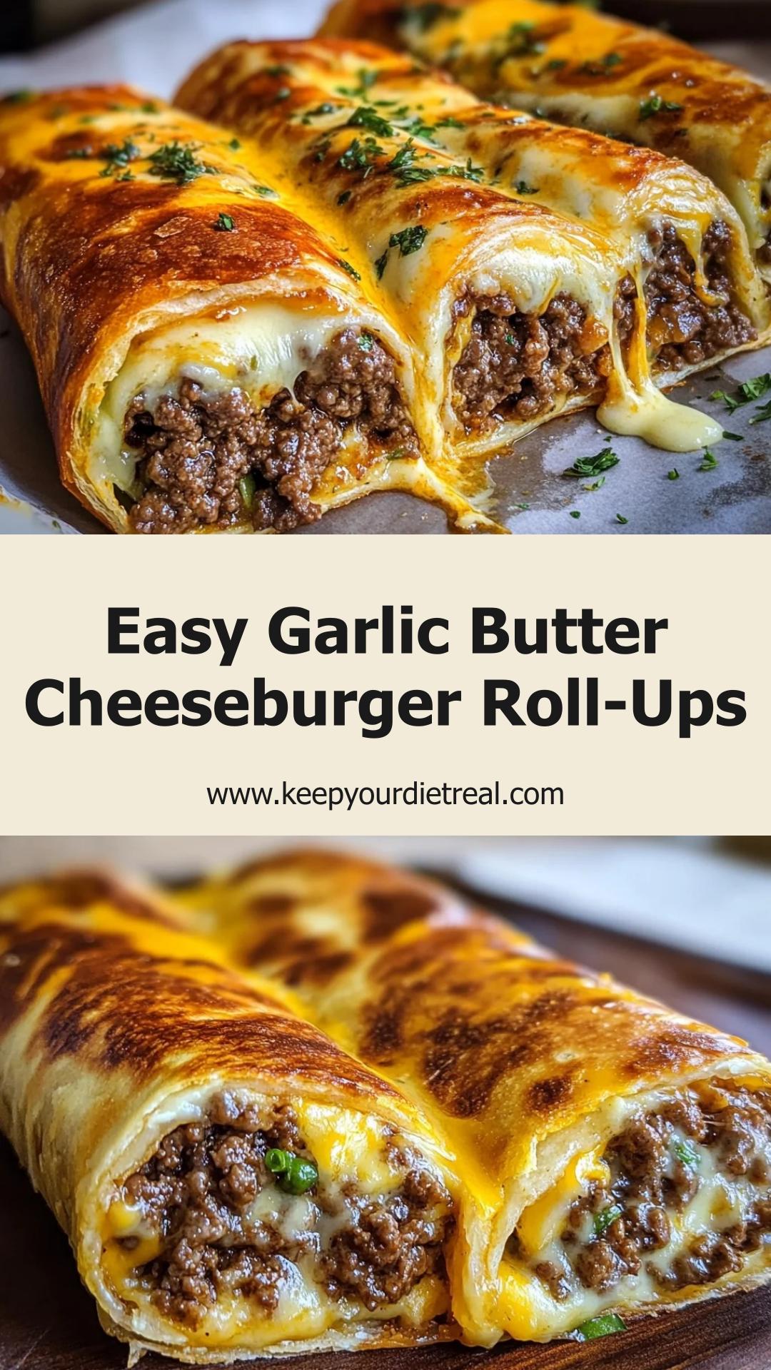 Garlic Butter Beef Cheeseburger Roll-Ups: Quick and Cheesy Comfort Food — pin 3