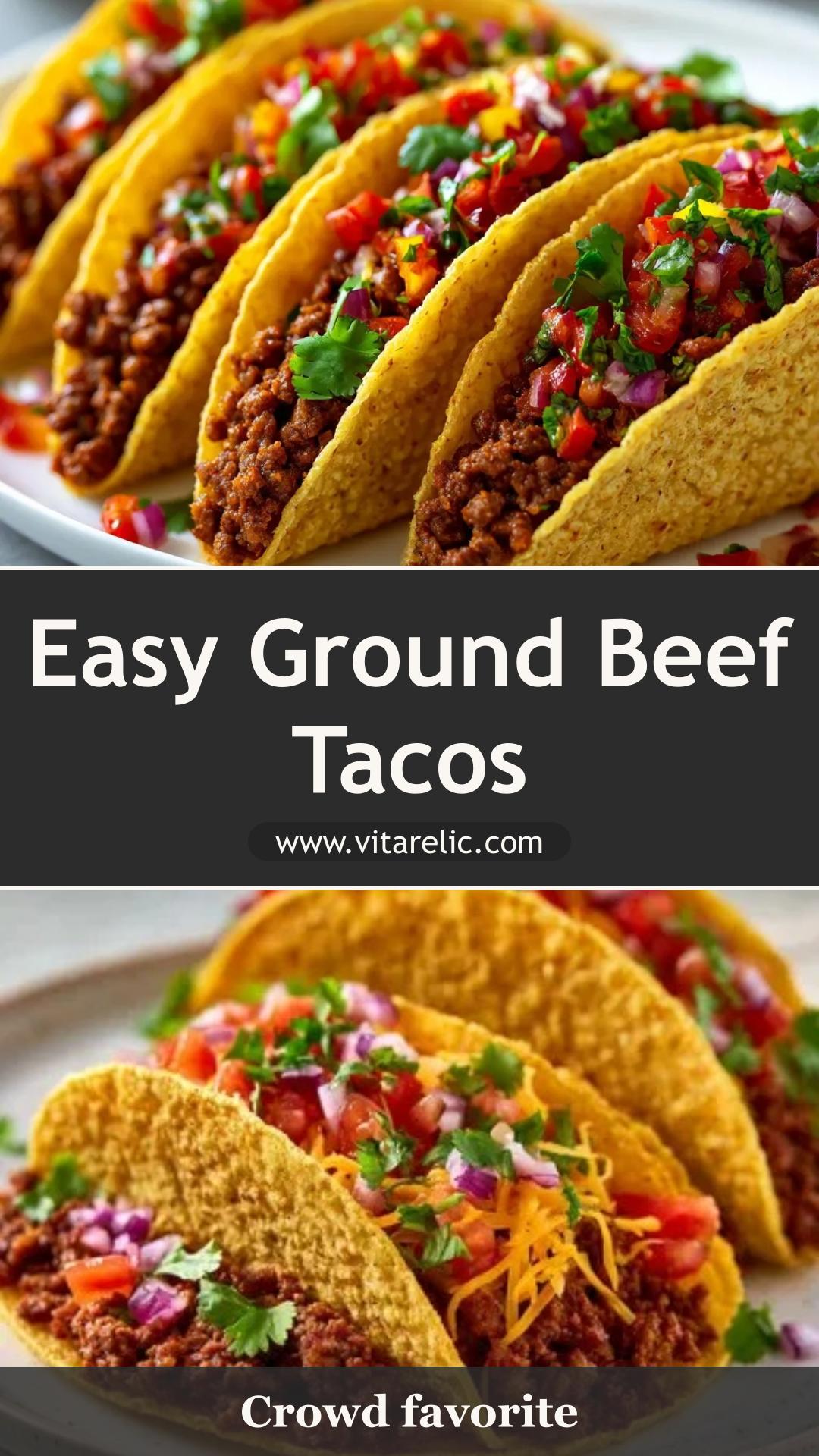 Ground Beef Tacos with Glossy Spiced Beef and Crisp Toppings — pin 1
