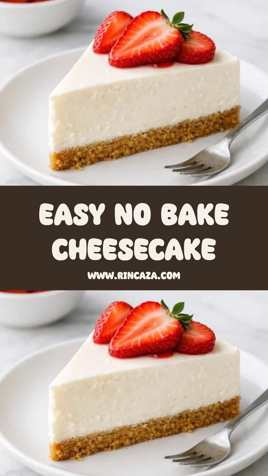 No Bake Cheesecake: Creamy Dessert with Buttery Graham Cracker Crust — pin 1