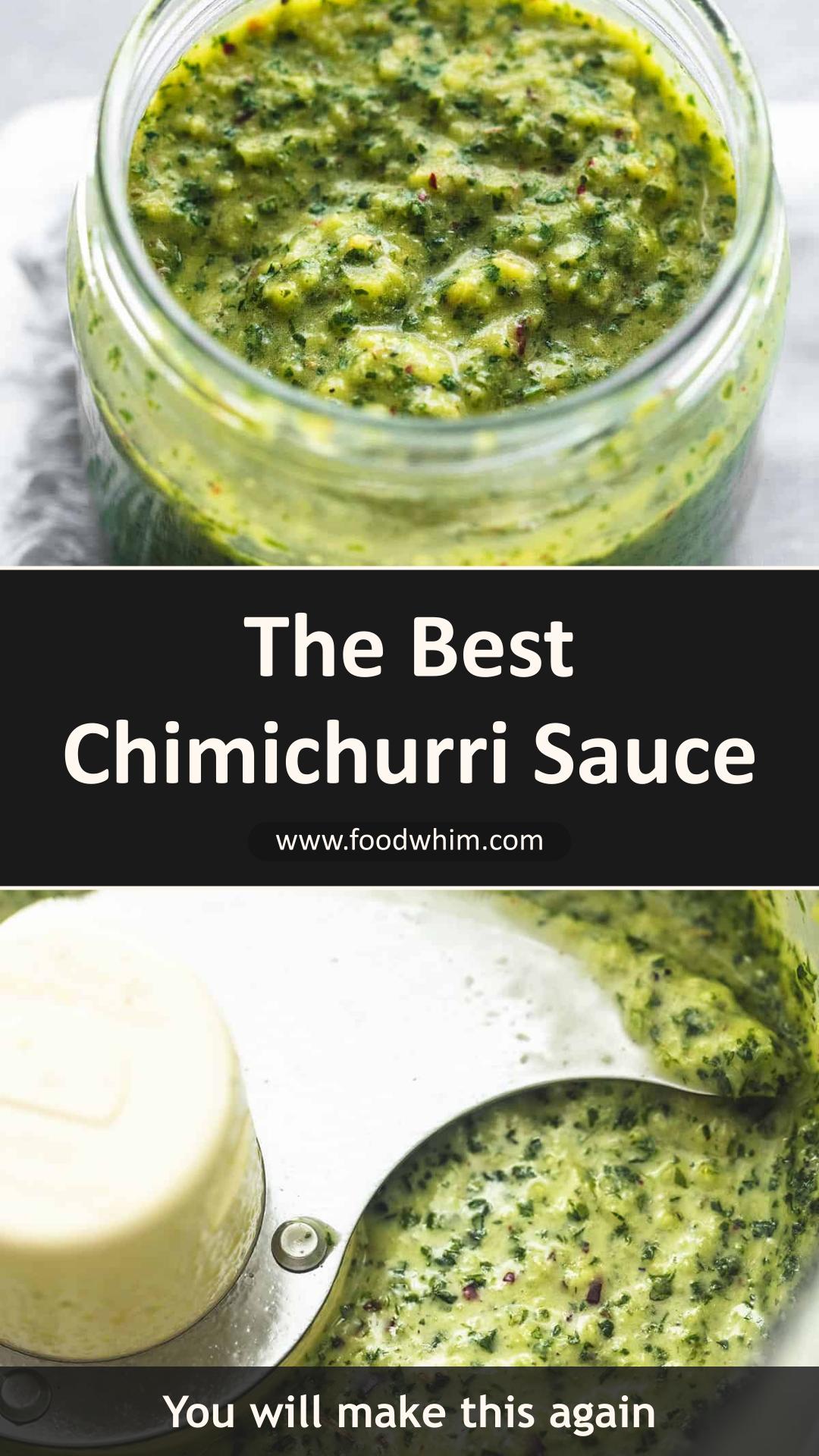 Argentinian Chimichurri Sauce with Fresh Cilantro and Parsley — pin 1