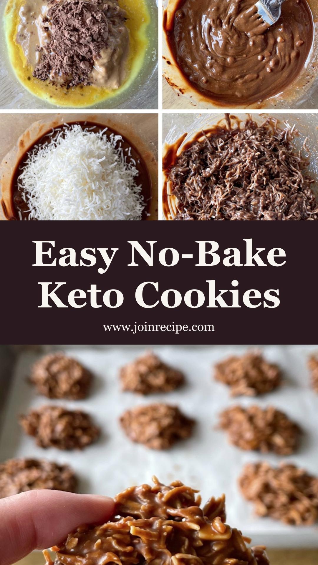 No-Bake Keto Cookies: Quick and Low Carb Treats with Coconut and Peanut Butter — pin 1