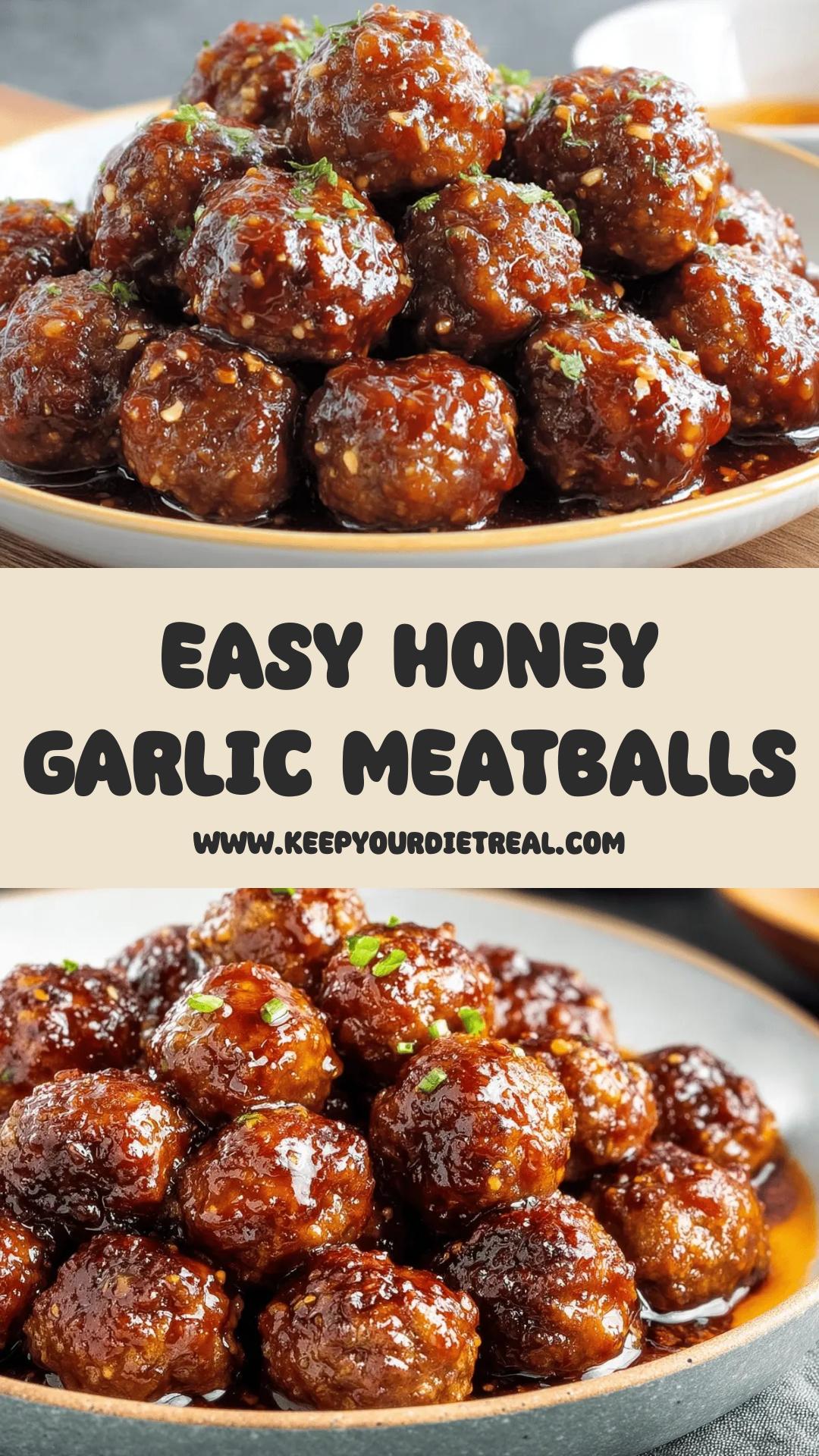 Honey Garlic Meatballs: Sticky Sweet and Savory Bites — pin 2