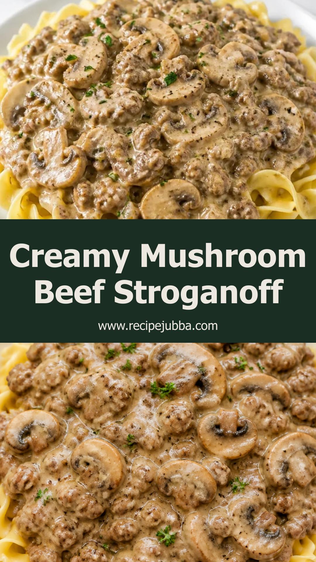 Creamy Mushroom and Ground Beef Stroganoff: A Rich Comfort Classic — pin 3