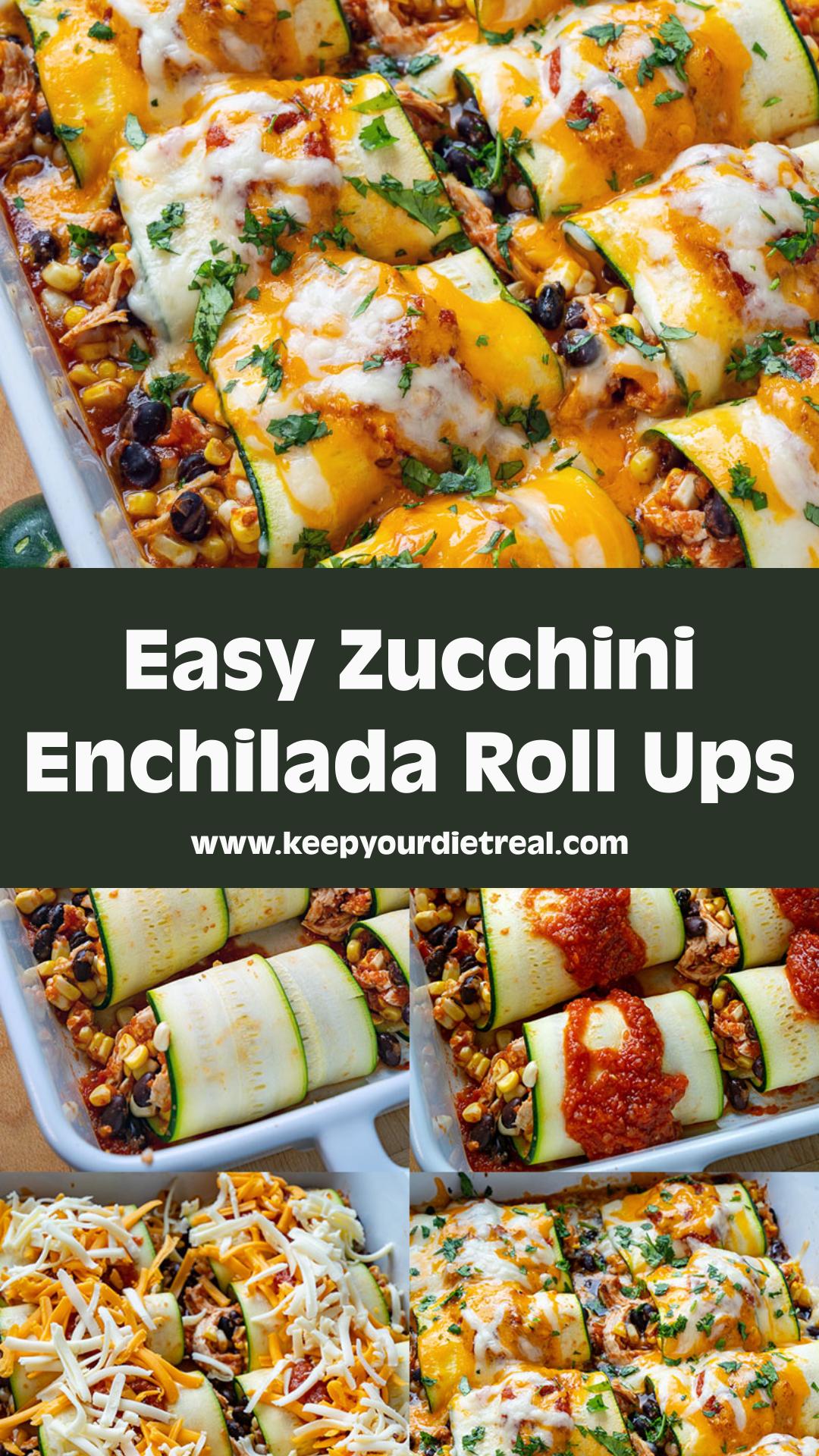 Zucchini Enchilada Roll Ups with Cheesy Chicken and Black Bean Filling — pin 2