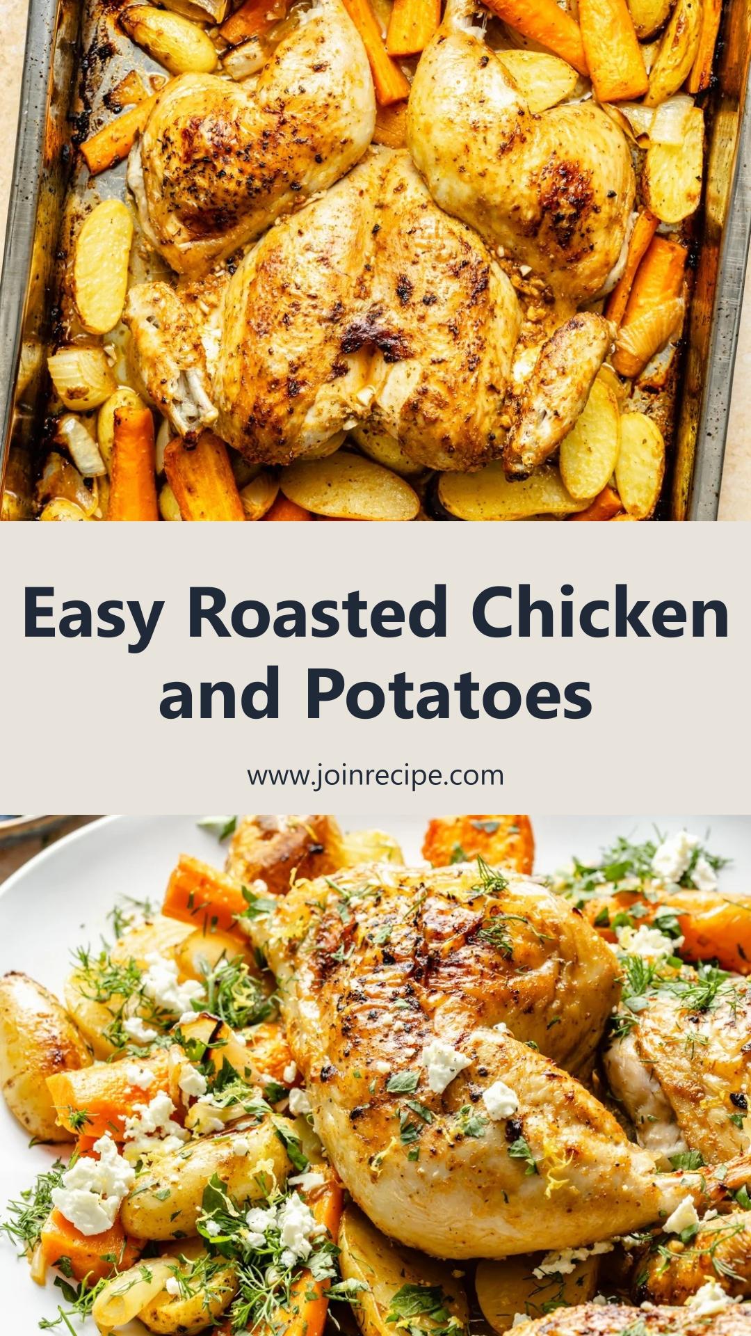 Whole Roasted Chicken With Potatoes, Lemon, Herbs and Feta — pin 1