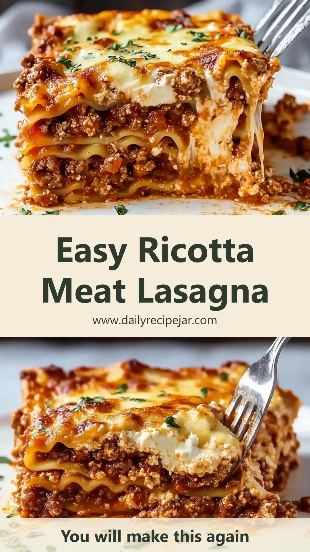 Easy Ricotta Meat Lasagna with Creamy Layers and Rich Meat Sauce — pin 2