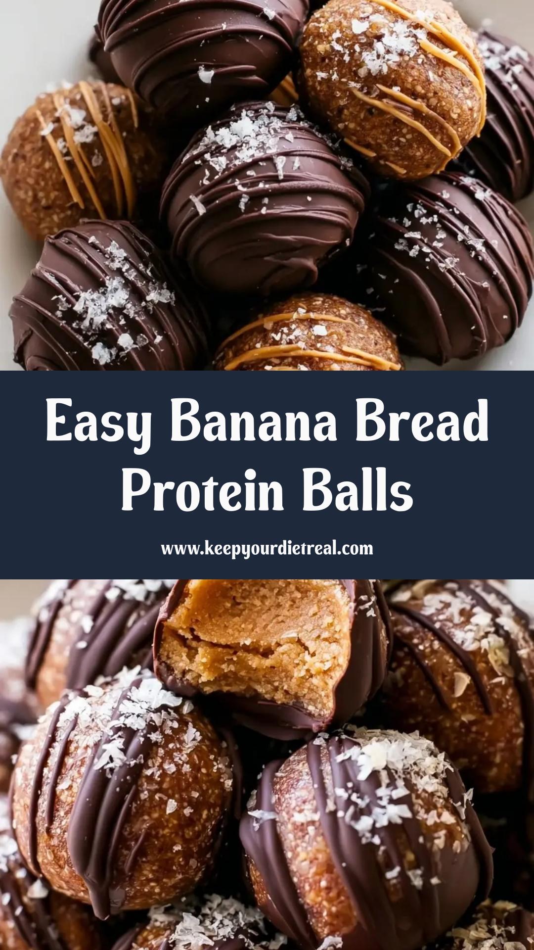 Banana Bread Protein Balls: Quick No-Bake Snack with Nutty Chocolate Drizzle — pin 2