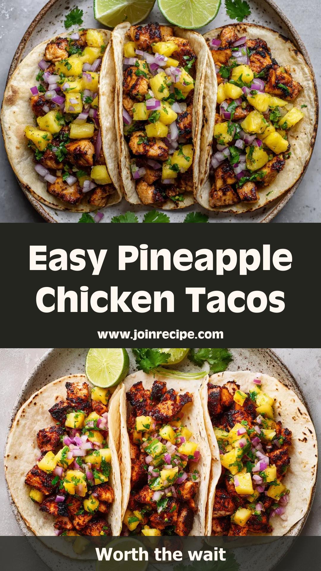 Pineapple Chicken Tacos with Charred Glaze — pin 1