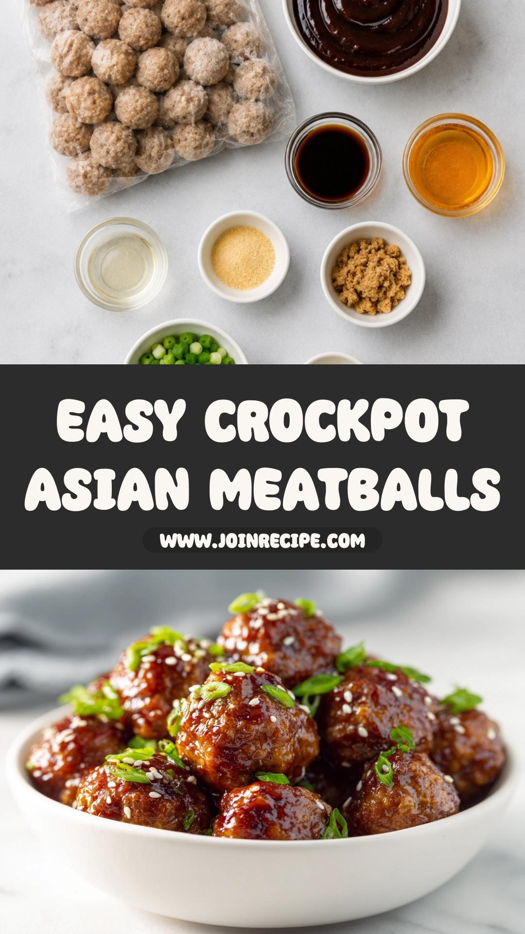 Crockpot Asian Meatballs with Sticky Hoisin-Soy Glaze — pin 1