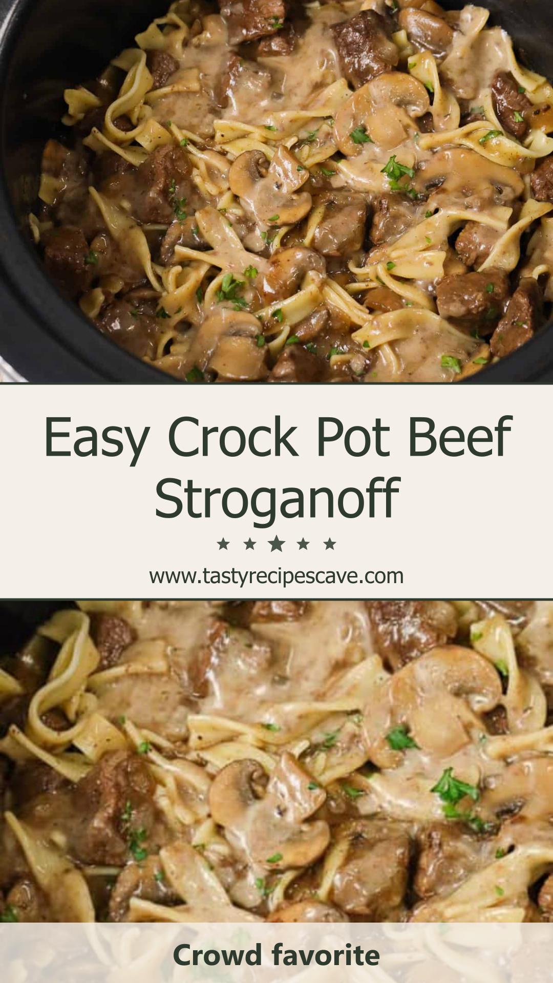 Crock Pot Beef Stroganoff: Make-Ahead Slow Cooker Dinner — pin 1