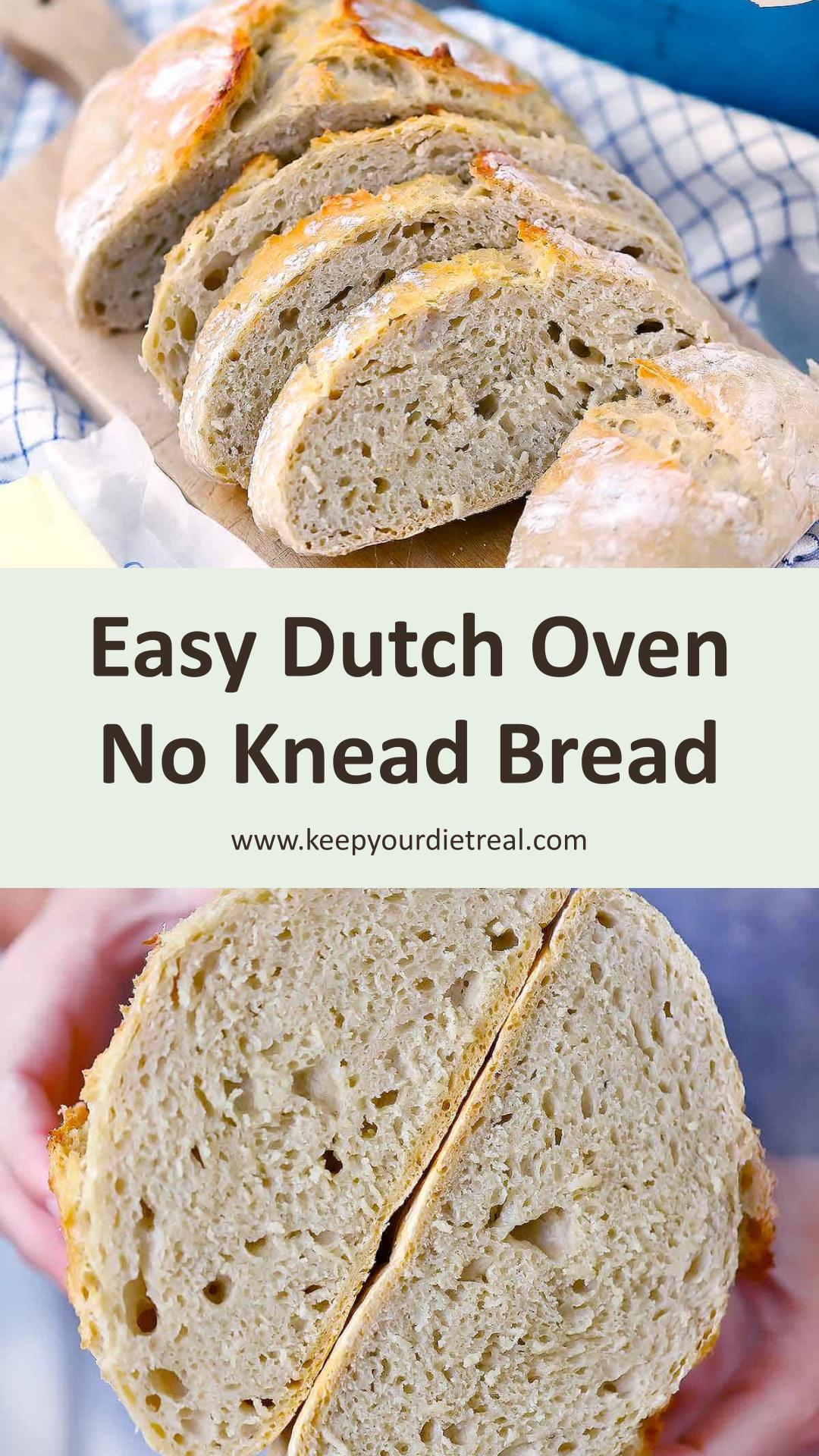 Dutch Oven No Knead Bread with a Crisp Crust and Fluffy Interior — pin 1