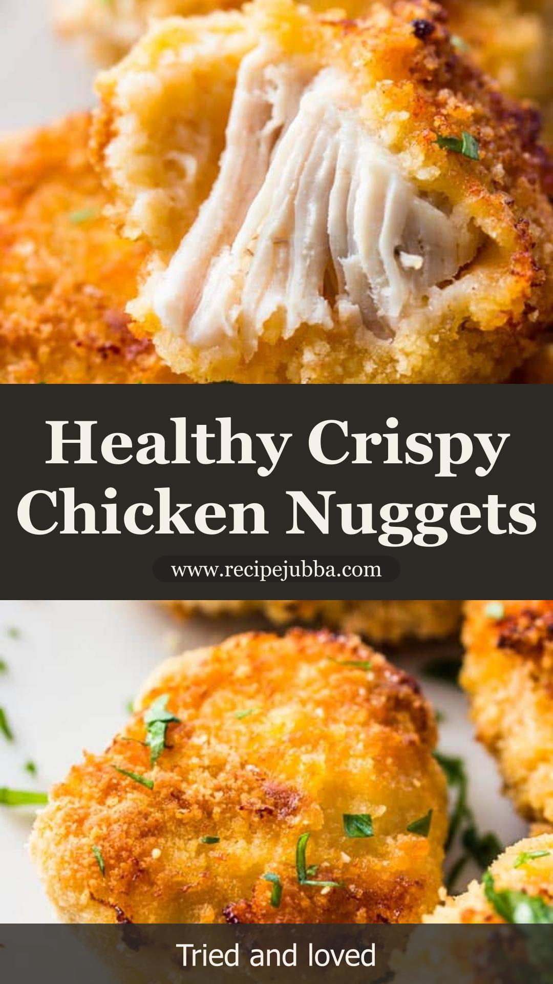 Healthy Baked Chicken Nuggets with Crisp Paprika Breadcrumb Coating — pin 1